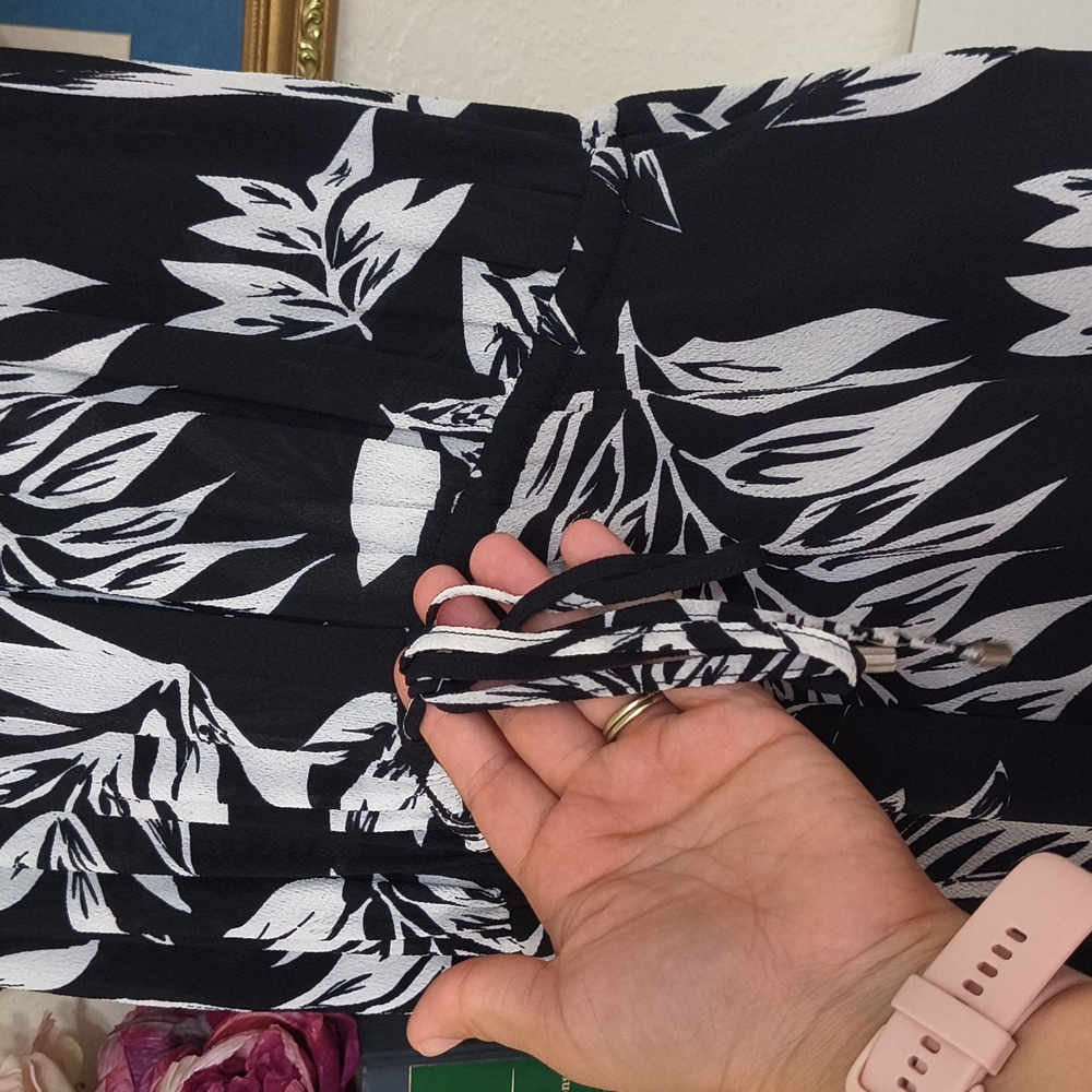 Ralph Lauren Monochrome Leaf Pattern Jumpsuit Size 14 P Scandinavian Vacation - Picture 7 of 9